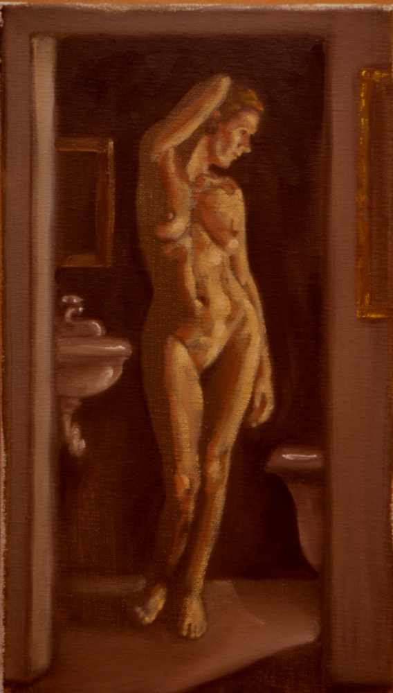 Nude, oil on canvas. Isabel in bath. 